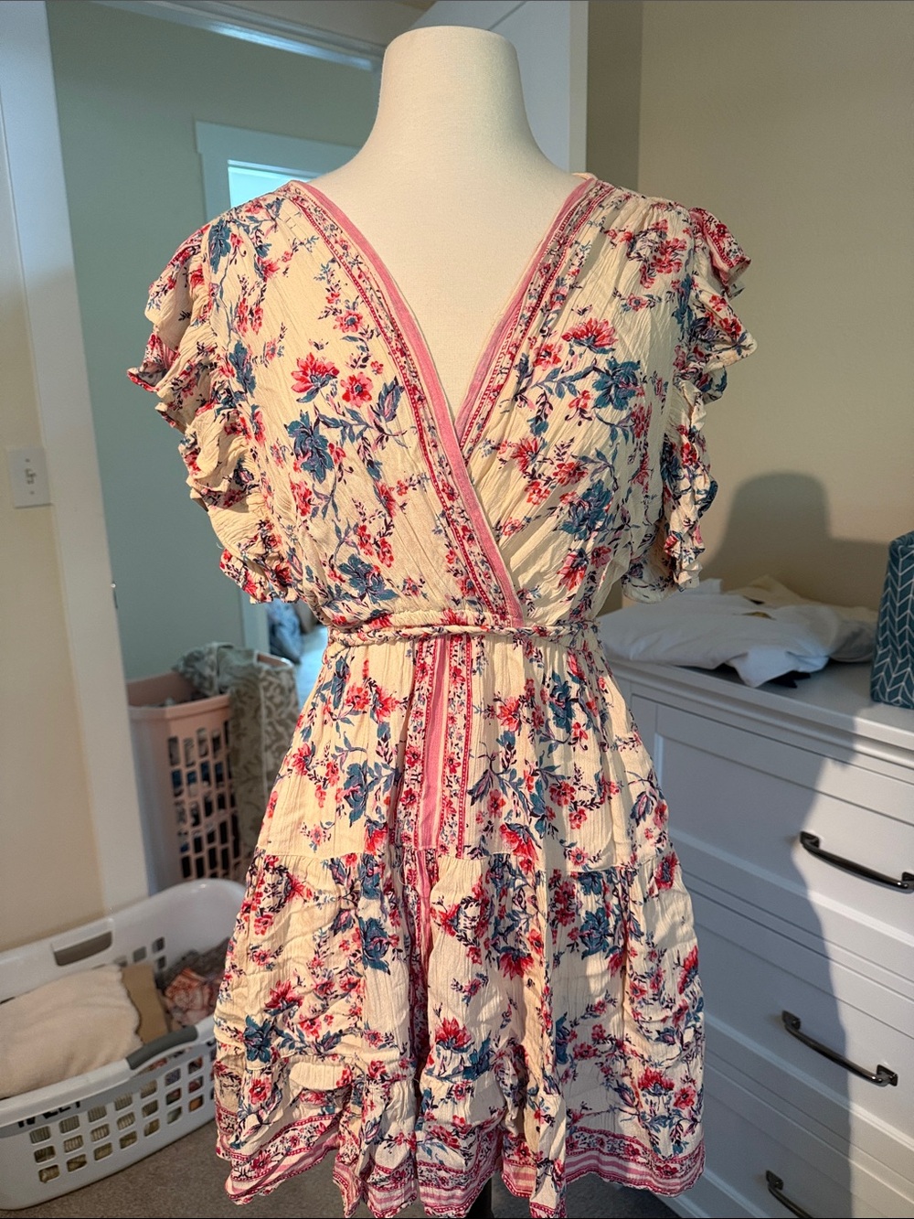 Angie Ruffle Dress with Tassel Belt